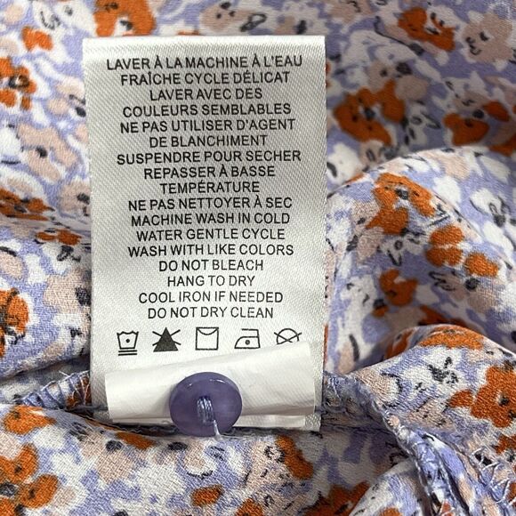 Cupcakes & Cashmere Violet Pink Floral Ruffle Neck Long Sleeve Blouse Medium - Picture 10 of 11